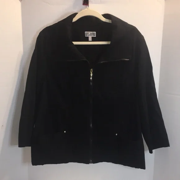 JM Collection Jackets Coats Jm Collection Black Zip Up